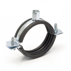 Хомут сантехнический крепежный трубный стальной оцинкованный с резиновой прокладкой Strongman 40х32 мм