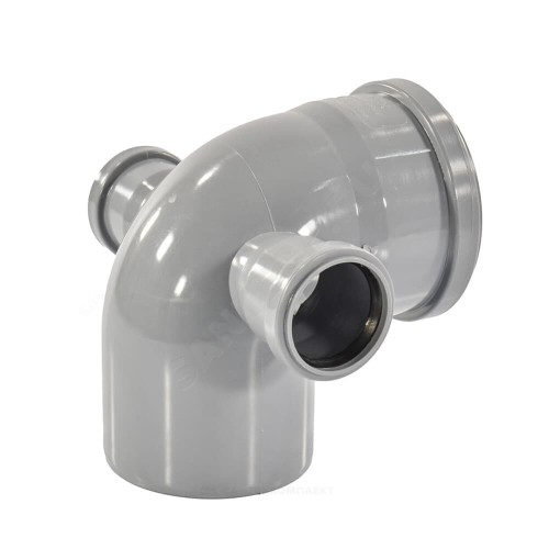 Отвод канализационный PP-H с выходом левый и правый серый Дн 110-50 87гр б/нап в/к VALFEX в Красноярске