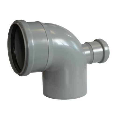 Отвод канализационный PP-H с выходом фронтально-тыльный серый Дн 110-50 87гр б/нап в/к VALFEX в Красноярске
