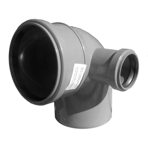 Отвод канализационный PP-H с выходом правый серый Дн 110-50 87гр б/нап в/к VALFEX в Красноярске