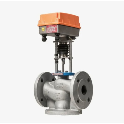 Клапан регулирующий чугуный смесительно-разделительный с электроприводом фланцевый 1,6 МПа TRV-3 Теплосила 80х310 мм в Красноярске