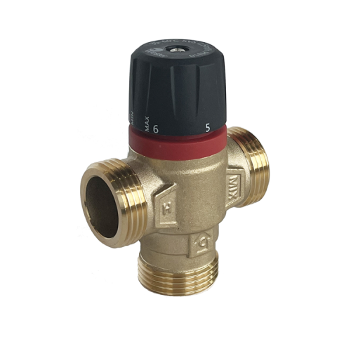 Клапан смесительный латунный термостатический с боковым смешиванием и наружной резьбой для систем ГВС 1,0 МПа RVM Rommer 20 мм 3/4" в Красноярске