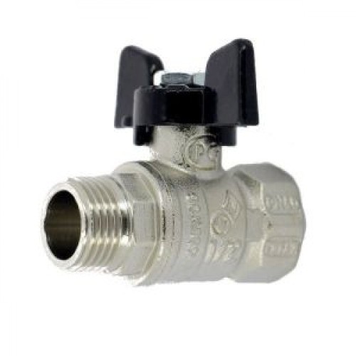 Кран запорный латунный полнопроходной с ручкой-бабочкой ВР-НР Ру 64 Bugatti 307 Bugatti 15 мм 1/2" в Красноярске