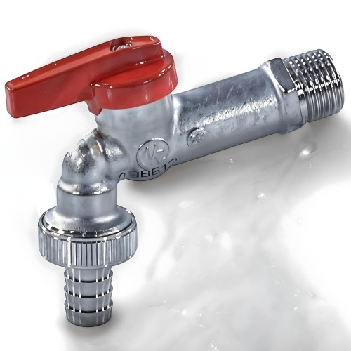 Кран водоразборный латунный стандартнопроходной с ручкой-бабочкой НР-штуцер Ру 10,5 R619 Giacomini 15 мм 1/2" в Красноярске