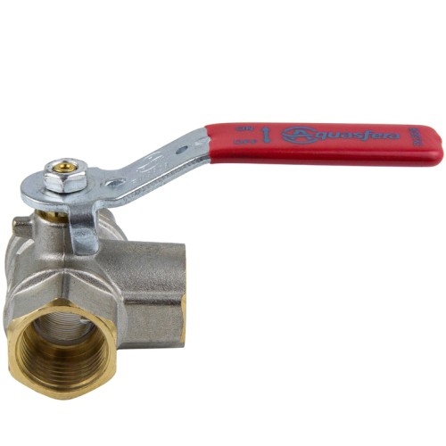 Кран запорный латунный трехходовой стандартнопроходной с ручкой-рычагом ВР (ВН) Ру 25 Ideal 128 Itap 15 мм 1/2" в Красноярске