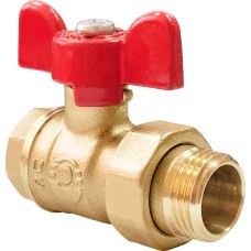 Кран запорный латунный полнопроходной с ручкой-бабочкой ВР-американка Ру 40 BV.521 MVI 20 мм 3/4"