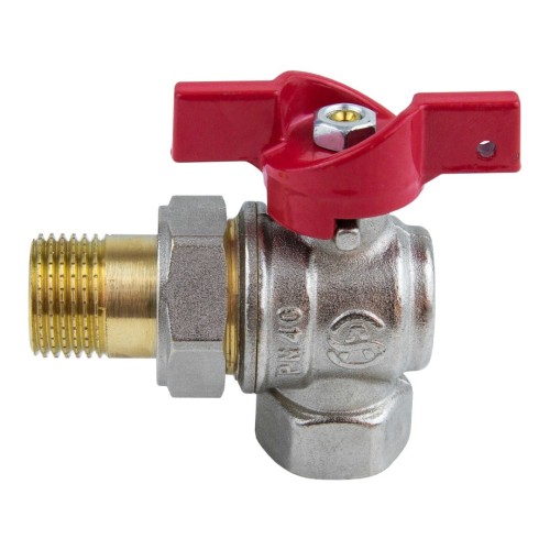 Кран запорный латунный угловой полнопроходной с ручкой-бабочкой ВР-американка Ру 40 Ideal 298 Itap 15 мм 1/2" в Красноярске