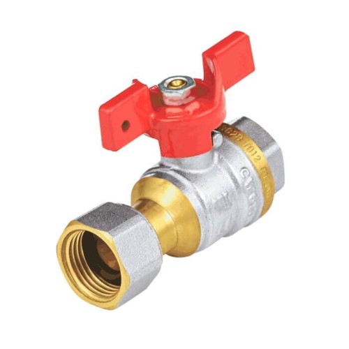 Кран запорный латунный полнопроходной с ручкой-бабочкой ВР-накидная гайка Ру 40 BV.530 MVI 15 мм 1/2" в Красноярске