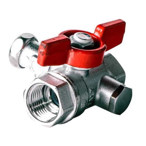 Кран шаровый латунный со спускником стандартнопроходной с ручкой-бабочкой ВР (ВН) Ру 42 R251S Giacomini 15х59 мм 1/2" в Красноярске