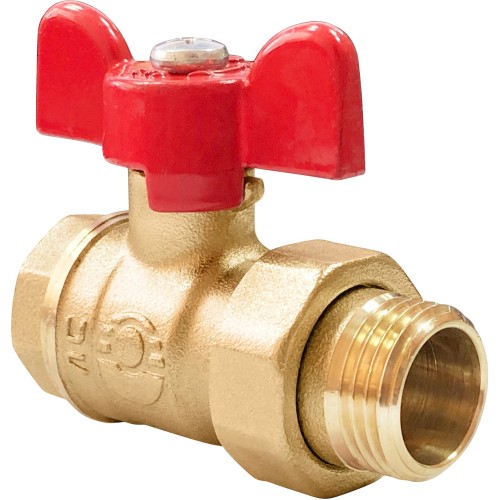 Кран запорный латунный полнопроходной с ручкой-бабочкой ВР-американка Ру 40 BV.520 MVI 15 мм 1/2" в Красноярске