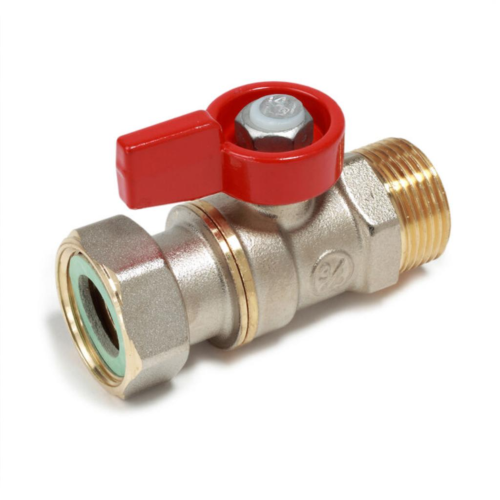 Кран запорный латунный стандартнопроходной с ручкой-флажком НР-накидная гайка Ру 16 R254 Giacomini 15х70 мм 1/2" в Красноярске