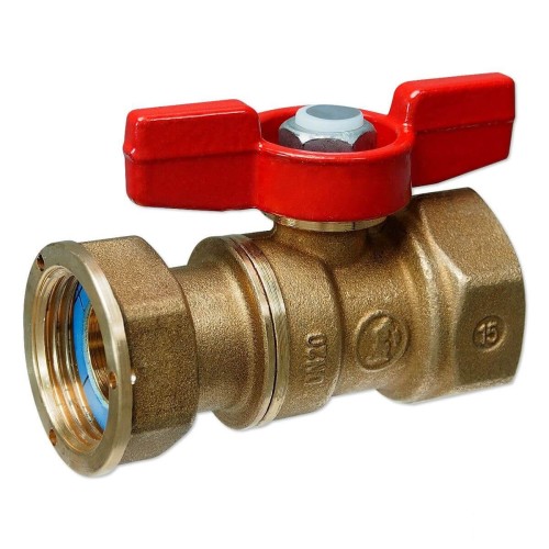 Кран запорный латунный стандартнопроходной для счетчиков с ручкой-бабочкой ВР-накидная гайка Ру 42 R251P Giacomini 20 мм 3/4" в Красноярске