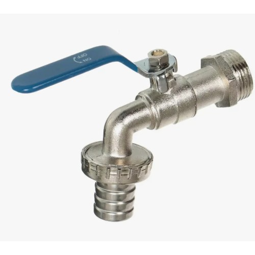 Кран водоразборный латунный стандартнопроходной с ручкой-рычагом НР-штуцер Ру 40 RTP (РосТурПласт) 16 мм 3/4" в Красноярске