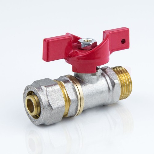 Кран запорный латунный полнопроходной с ручкой-бабочкой ВР-американка Ру 40 BVR-FR Ридан 20 мм 3/4" в Красноярске