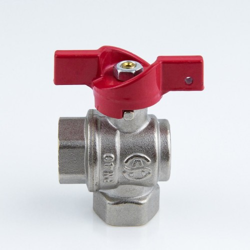 Кран запорный латунный угловой полнопроходной с ручкой-бабочкой ВР-американка Ру 40 BV.522 MVI 15 мм 1/2" в Красноярске