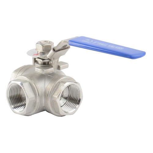 Кран трехходовой нержавеющий ВР (ВН) стандартнопроходной ручка-рычаг Ру 63 AISI 316 Genebre 2041 Genebre 15 мм 1/2" в Красноярске