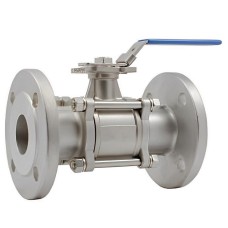 Кран запорный трехсоставной нержавеющий фланцевый полнопроходной ручка-рычаг Ру 16 Benarmo 20 мм