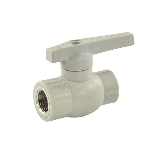 Кран полипропиленовый PP-R запорный прямой стандартнопроходной с внутренней пайкой серый ручка-рычаг Ру 10 Ultra Pro Aqua 20 мм ГОСТ 32415-2013 в Красноярске