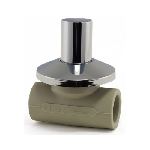 Кран полипропиленовый PP-R запорный прямой стандартнопроходной с внутренней пайкой серый ручка-вентиль Ру 10 Wavin Ekoplastik 20 мм ГОСТ 32415-2013 в Красноярске