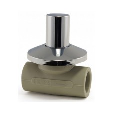 Кран полипропиленовый PP-R запорный прямой стандартнопроходной с внутренней пайкой серый ручка-вентиль Ру 10 Wavin Ekoplastik 25 мм ГОСТ 32415-2013