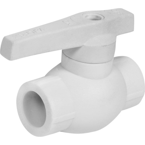 Кран полипропиленовый PP-R запорный прямой стандартнопроходной НР белый ручка-рычаг Ру 25 VALFEX 20 мм 1/2" ГОСТ 32415-2013 в Красноярске