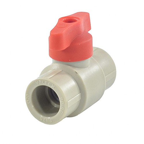 Кран полипропиленовый PP-R запорный прямой стандартнопроходной с внутренней пайкой серый ручка-бабочка Ру 25 VALFEX 20 мм ГОСТ 32415-2013 в Красноярске