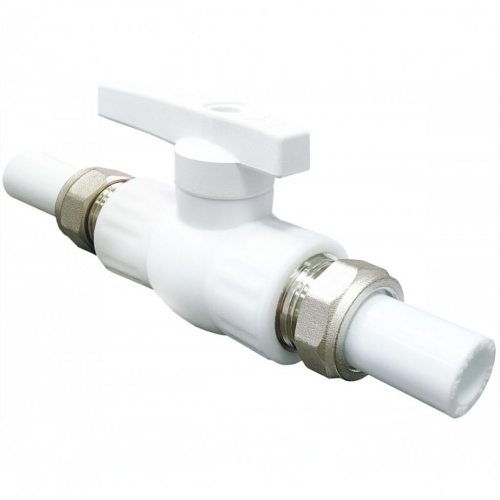 Кран полипропиленовый PP-R запорный прямой полнопроходной с внутренней пайкой белый ручка-рычаг Ру 25 VALFEX 25 мм ГОСТ 32415-2013 в Красноярске