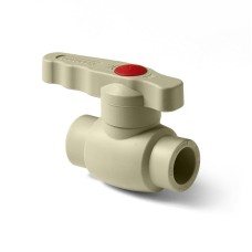 Кран полипропиленовый PP-R запорный прямой стандартнопроходной с внутренней пайкой серый ручка-рычаг Ру 10 Wavin Ekoplastik 16 мм ГОСТ 32415-2013