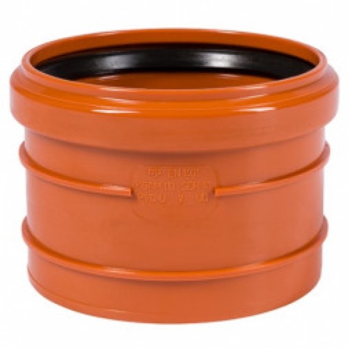 Муфта НПВХ (ПВХ) насадная Дн 200 безнапорная коричневая в/к п/клей Ostendorf KGAM в Красноярске