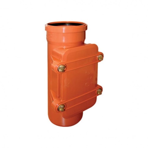 Ревизия НПВХ (ПВХ) с раструбом Дн 160 коричневая безнапорная в комплекте с крышкой Ostendorf KGRE в Красноярске