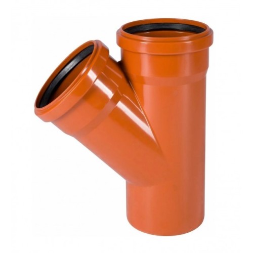 Тройник НПВХ (ПВХ) с раструбом Дн 500-400 45гр коричневый безнапорный в/к Ostendorf KGEA в Красноярске